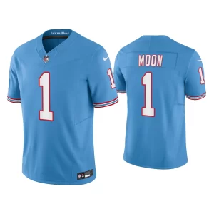 Men Oilers Throwback Limited Warren Moon Titans Light Blue Jersey