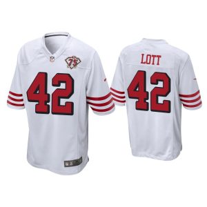 Men Ronnie Lott San Francisco 49ers White 75th Anniversary Game Jersey