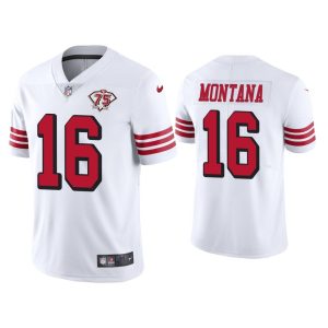 Men San Francisco 49ers 75th Anniversary Joe Montana White Limited Jersey