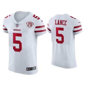 Men San Francisco 49ers 75th Anniversary Trey Lance White Elite Jersey