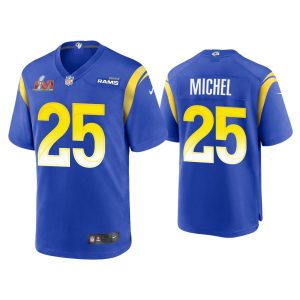 Men Sony Michel Los Angeles Rams Super Bowl LVI Royal Game Jersey