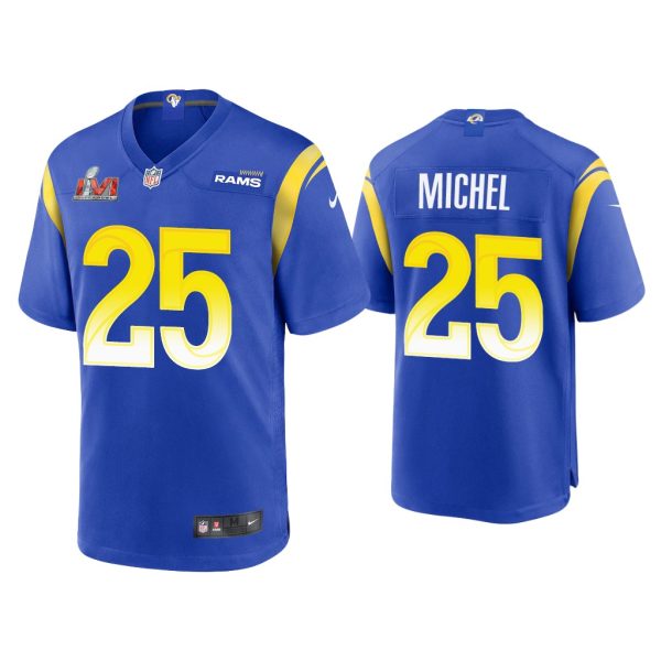 Men Sony Michel Los Angeles Rams Super Bowl LVI Royal Game Jersey