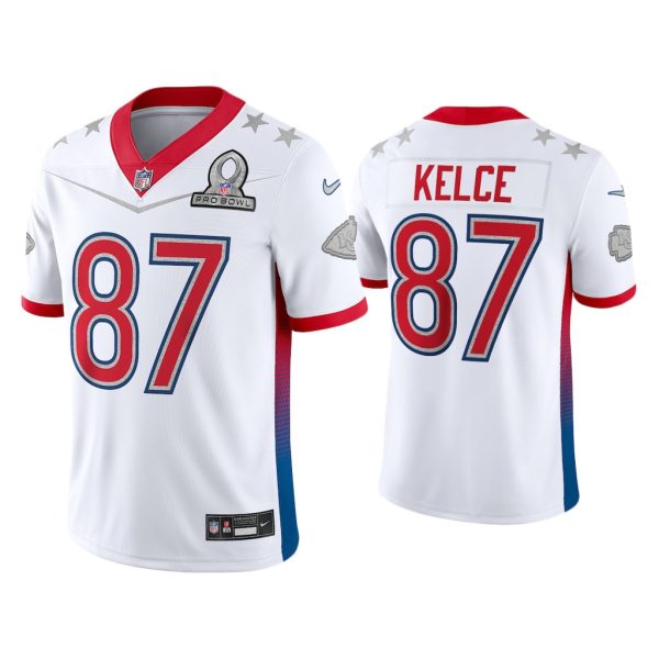 Men Travis Kelce Kansas City Chiefs 2022 AFC Pro Bowl White Game Jersey