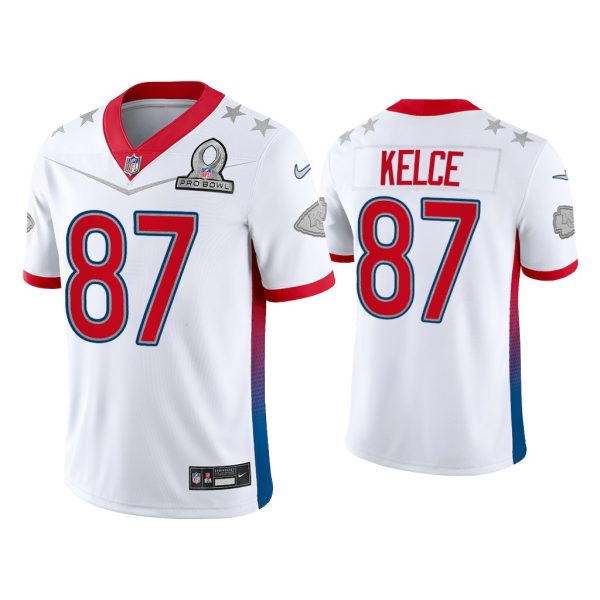 Men Travis Kelce Kansas City Chiefs 2022 AFC Pro Bowl White Game Jersey