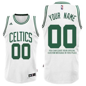 Mens Boston Celtics Home White Custom Message Jersey