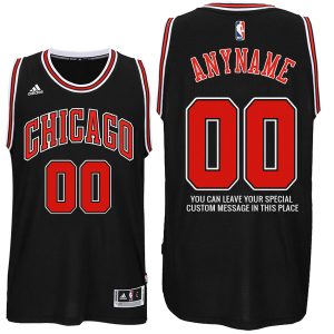Mens Chicago Bulls Alternate Black Custom Message Jersey