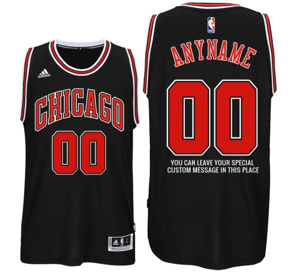 Mens Chicago Bulls Alternate Black Custom Message Jersey