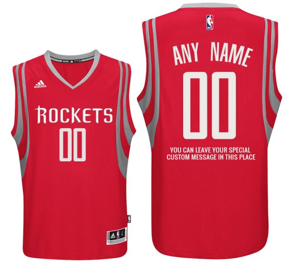 Mens Houston Rockets Road Red Custom Message Jersey