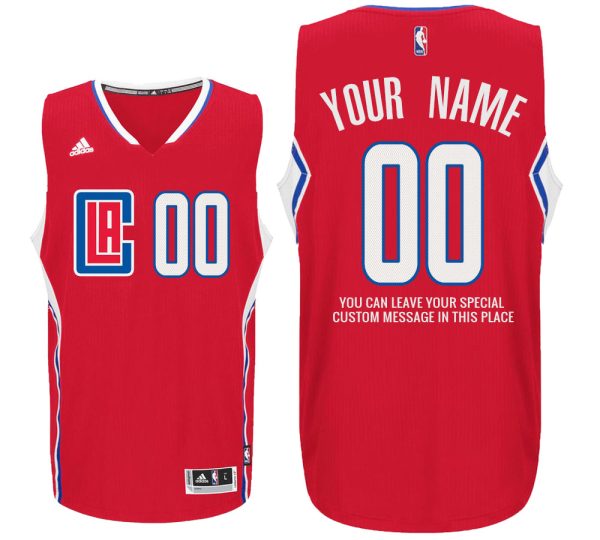 Mens Los Angeles Clippers Road Red Custom Message Jersey