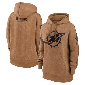 Miami Dolphins Women 2023 Salute to Service Pullover Hoodie - Brown