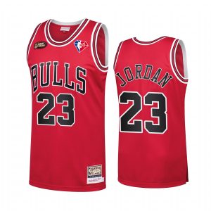 Michael Jordan Chicago Bulls 75th Anniversary Logo Red #23 Jersey Throwback