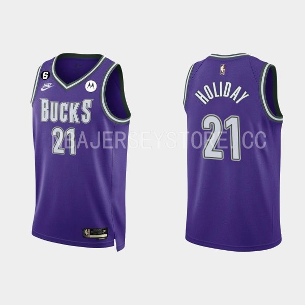 Milwaukee Bucks Jrue Holiday #21 2022-23 Classic Edition Purple Jersey