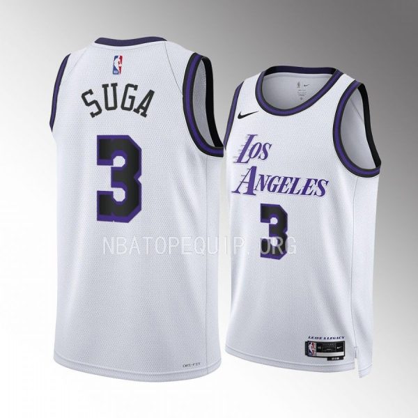 Min Yoon-gi SUGA Los Angeles Lakers #3 White Jersey City Edition