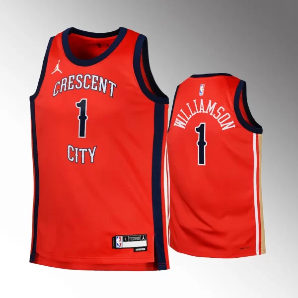 New Orleans Pelicans #1 Zion Williamson 2023-24 Statement Edition Swingman Red Jersey
