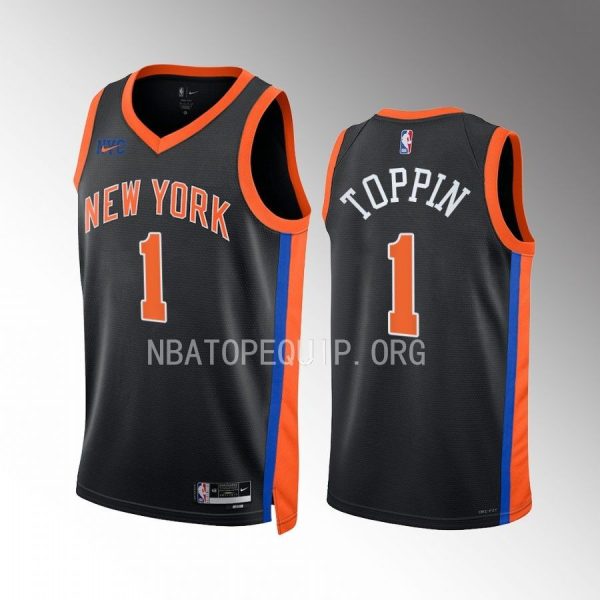Obi Toppin 2022-23 New York Knicks Black #1 City Edition Jersey Swingman