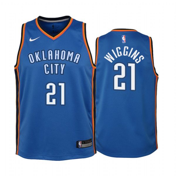 Oklahoma City Thunder Aaron Wiggins Icon Edition Blue Youth Jersey 2021 NBA Draft #21