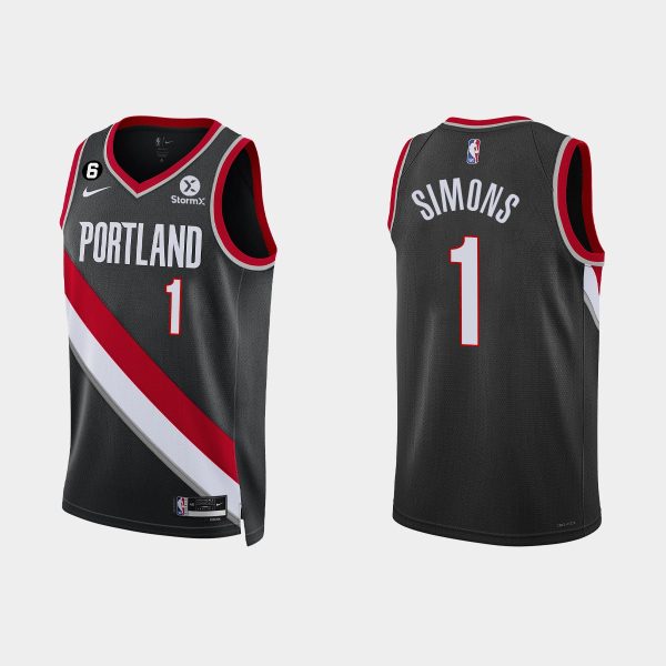 Portland Trail Blazers #1 Anfernee Simons Icon Edition Black 2022-23 Jersey