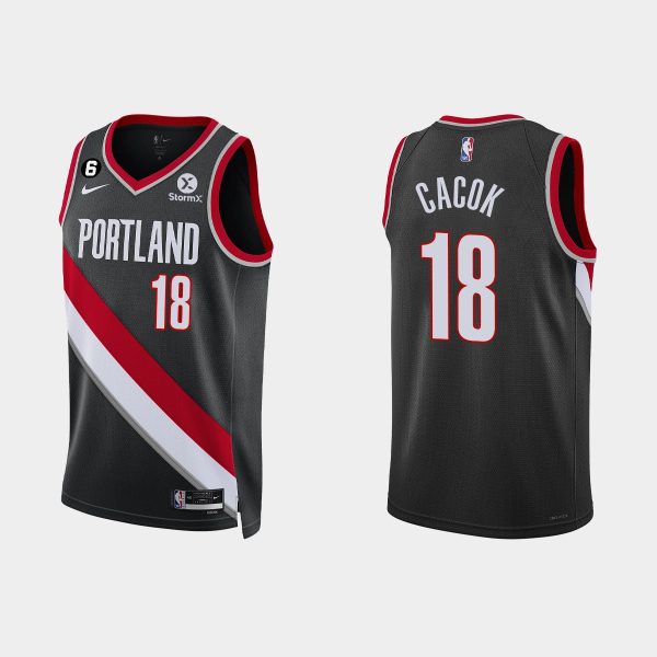 Portland Trail Blazers #18 Devontae Cacok Icon Edition Black 2022-23 Jersey