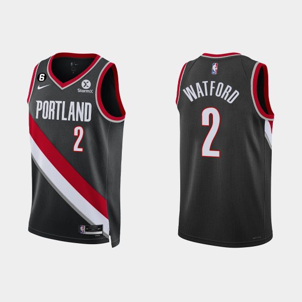 Portland Trail Blazers #2 Trendon Watford Icon Edition Black 2022-23 Jersey