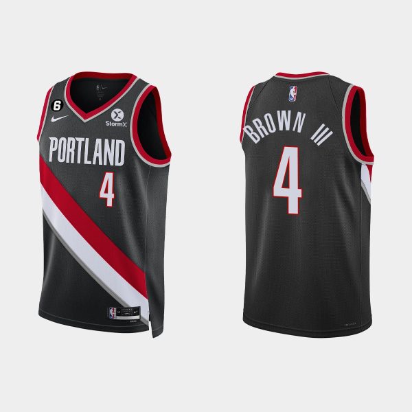 Portland Trail Blazers #4 Greg Brown III Icon Edition Black 2022-23 Jersey