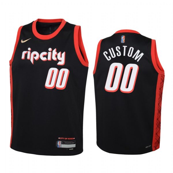 Portland Trail Blazers Custom City Edition Black Youth Jersey NBA 75th Season #00