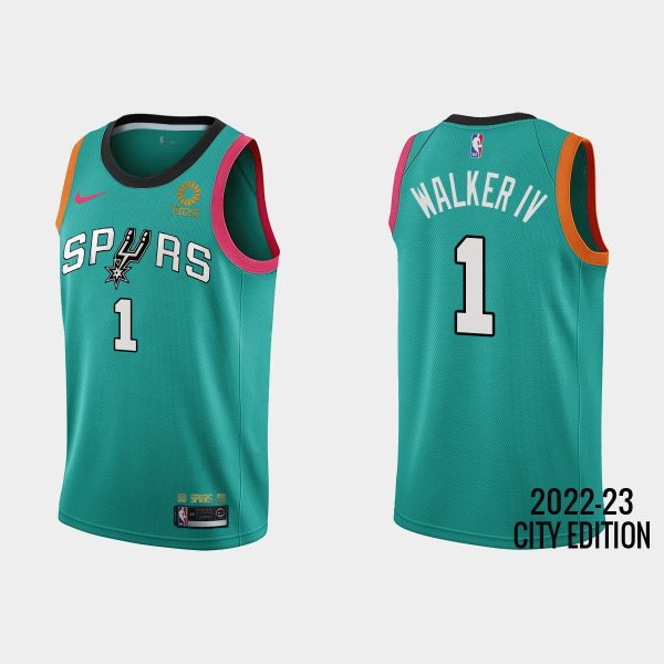 San Antonio Spurs #1 Lonnie Walker IV 2022-23 City Edition Teal Jersey