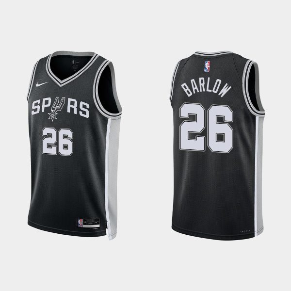 San Antonio Spurs #26 Dominick Barlow Icon Edition Black 2022-23 Jersey