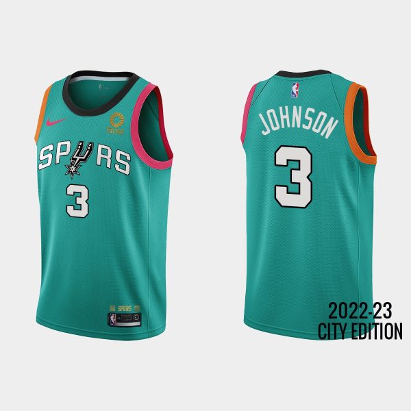 San Antonio Spurs #3 Keldon Johnson 2022-23 City Edition Teal Jersey