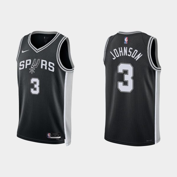 San Antonio Spurs #3 Keldon Johnson Icon Edition Black 2022-23 Jersey