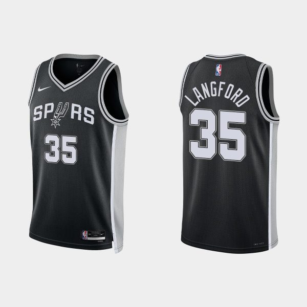 San Antonio Spurs #35 Romeo Langford Icon Edition Black 2022-23 Jersey