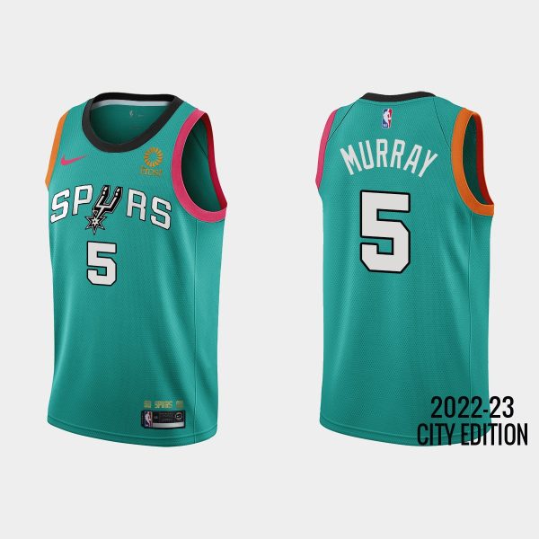 San Antonio Spurs #5 Dejounte Murray 2022-23 City Edition Teal Jersey