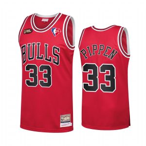 Scottie Pippen Chicago Bulls 75th Anniversary Logo Red #33 Jersey Throwback