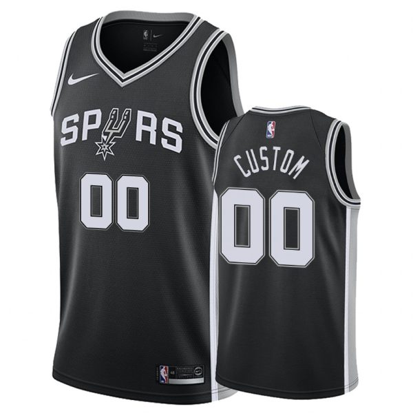 Spurs Male Custom #00 Icon Black Jersey