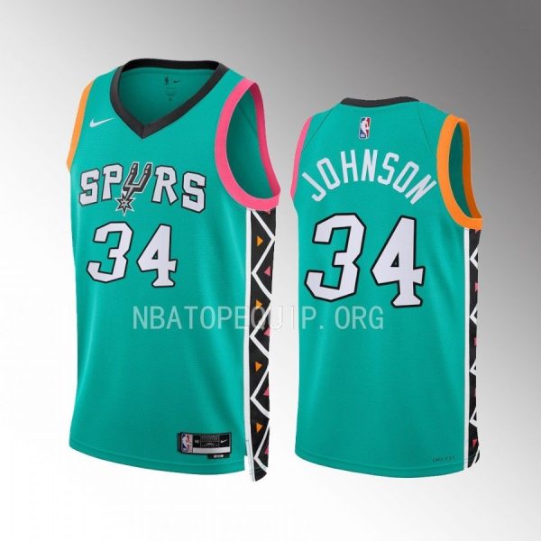 Stanley Johnson 2022-23 San Antonio Spurs Turquoise #34 City Edition Jersey Swingman