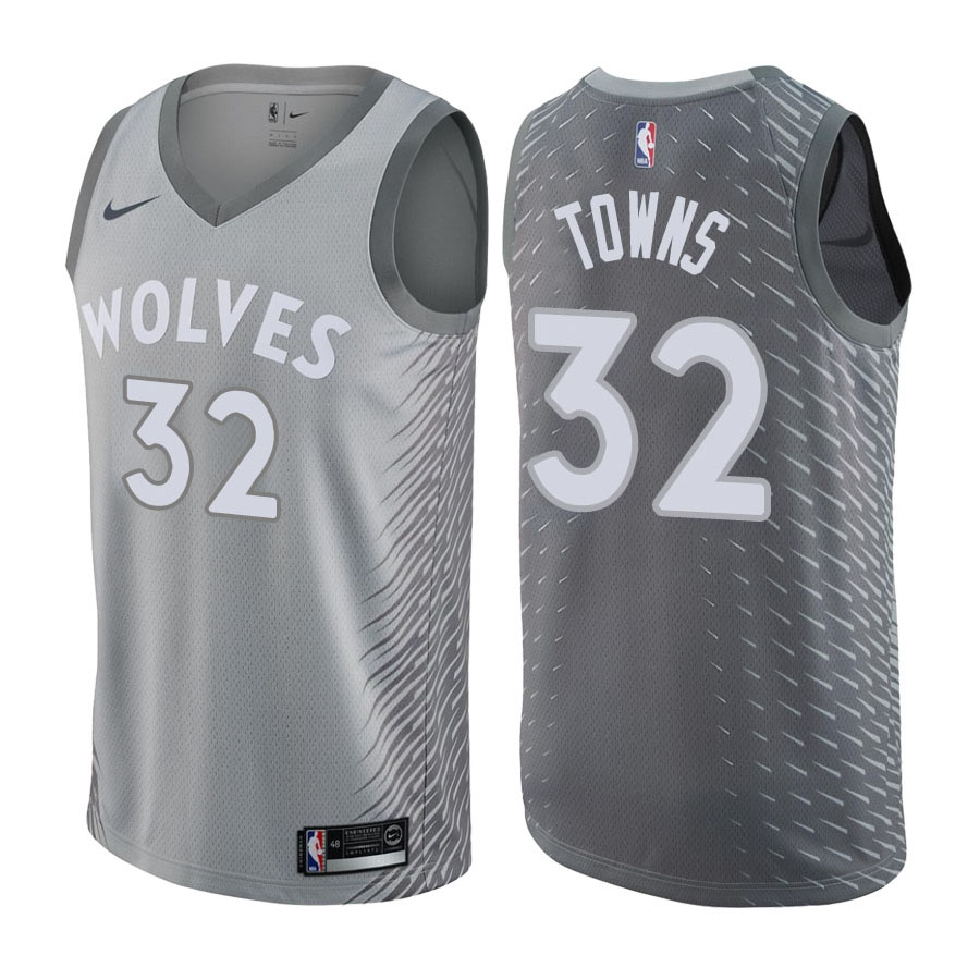 Timberwolves Male Karl-Anthony Towns #32 City Edition Gray Jersey