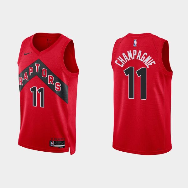 Toronto Raptors #11 Justin Champagnie Icon Edition Red 2022-23 Jersey