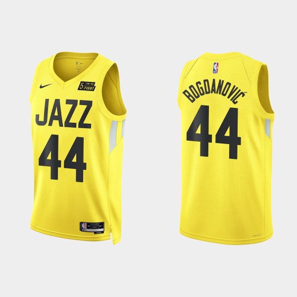 Utah Jazz #44 Bojan Bogdanovic 2022-23 Icon Edition Yellow Jersey