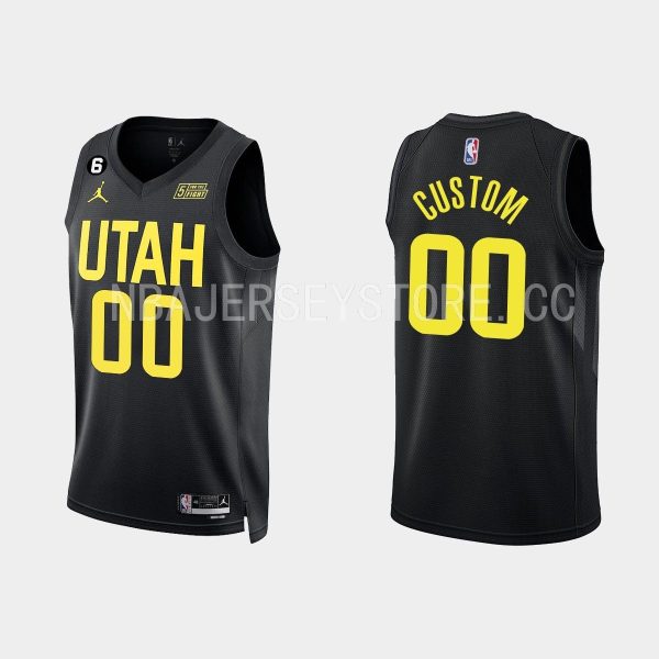 Utah Jazz Custom #00 Black 2022-23 Statement Edition Jersey