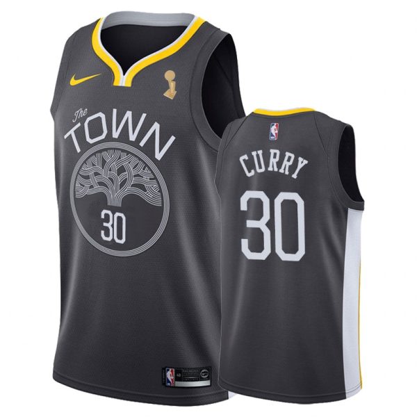 Warriors Male Stephen Curry #30 2018 Finals Champs Statement Gray Jersey