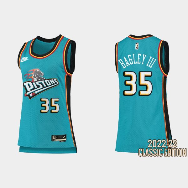 Women Detroit Pistons Marvin Bagley III #35 2022-23 Classic Edition Teal Jersey