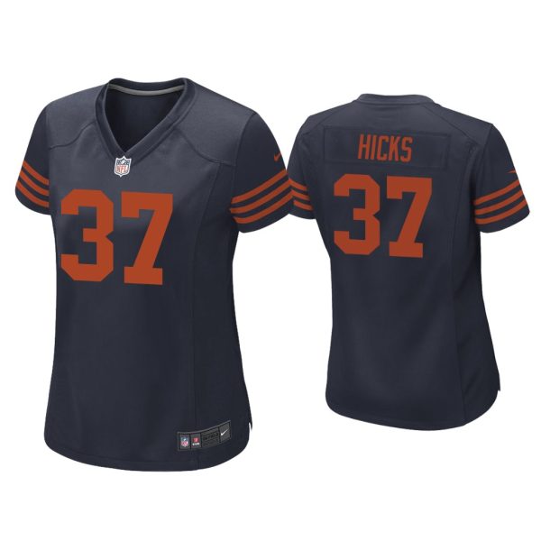 Women Elijah Hicks Chicago Bears Navy Throwback Game Jersey