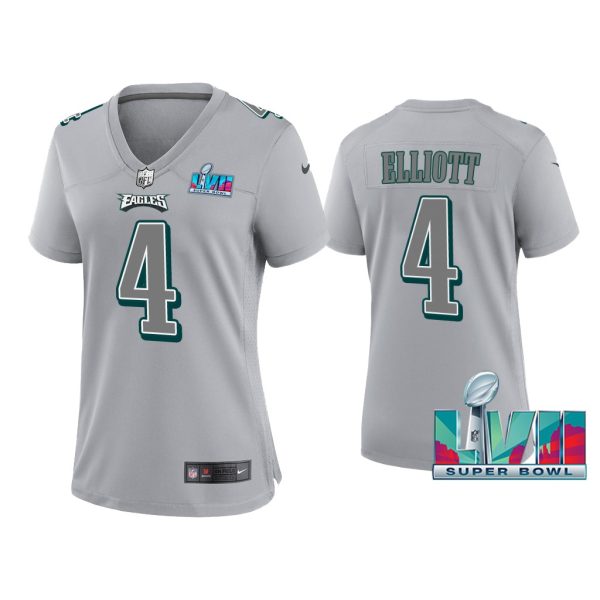 Women Jake Elliott Philadelphia Eagles Super Bowl LVII Gray Atmosphere Jersey