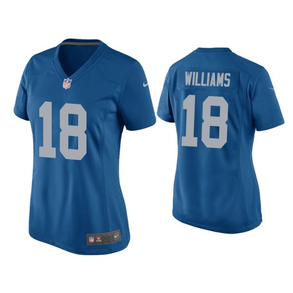 Women Jameson Williams Detroit Lions Blue Throwback Game Jersey