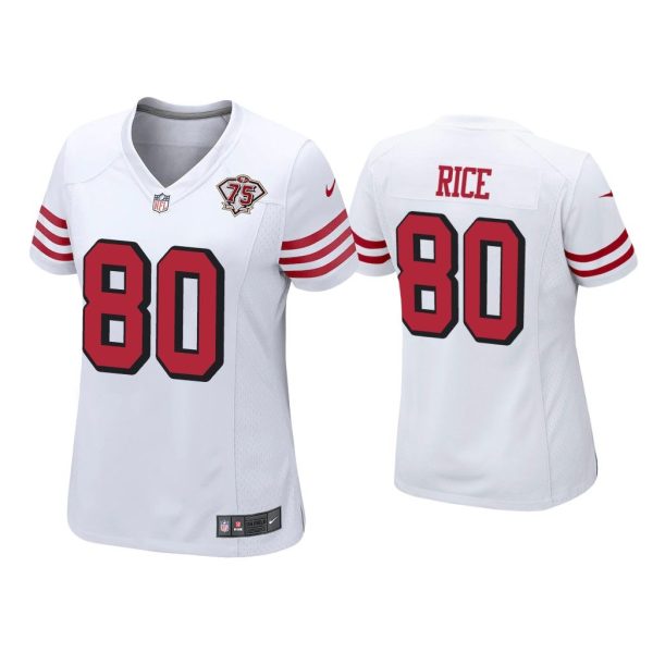 Women Jerry Rice San Francisco 49ers White 75th Anniversary Jersey