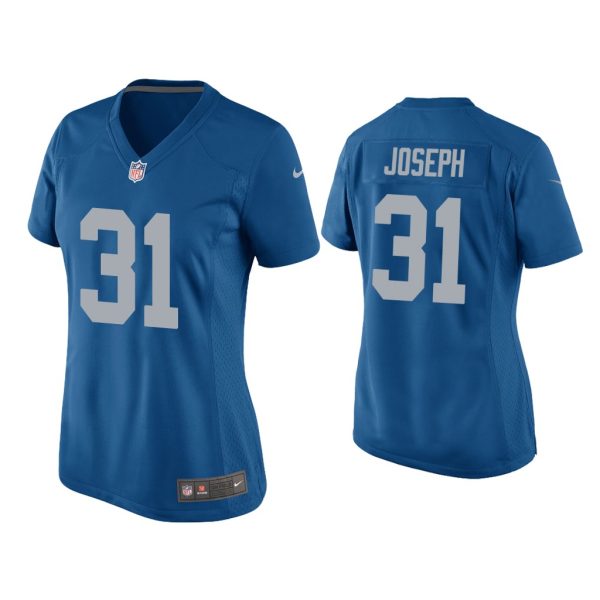 Women Kerby Joseph Detroit Lions Blue Throwback Game Jersey