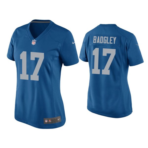 Women Michael Badgley Detroit Lions Blue Throwback Game Jersey