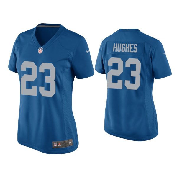 Women Mike Hughes Detroit Lions Blue Throwback Game Jersey