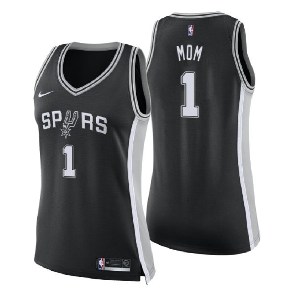 Women San Antonio Spurs 2018 Mother Day Black Number 1 Mom Swingman Jersey