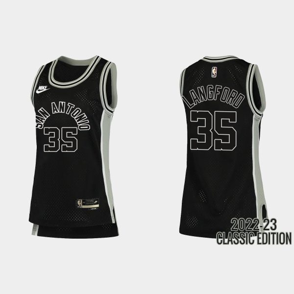 Women San Antonio Spurs Romeo Langford #35 2022-23 Classic Edition Black Jersey