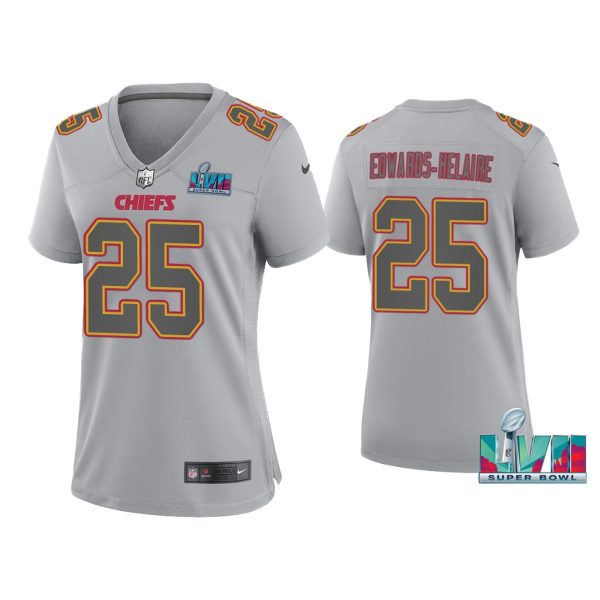 Women'S Clyde Edwards-Helaire Kansas City Chiefs Super Bowl LVII Gray Atmosphere Jersey
